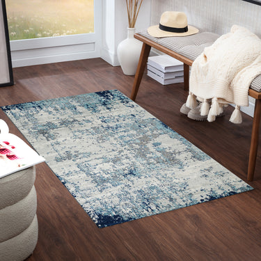 Sunderland Abstract Marble Modern Blue, Aqua & Light Slate Rug