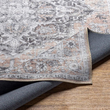 Tahmis Vintage Traditional Washable Runner Oriental Grey, Beige & Charcoal Rug