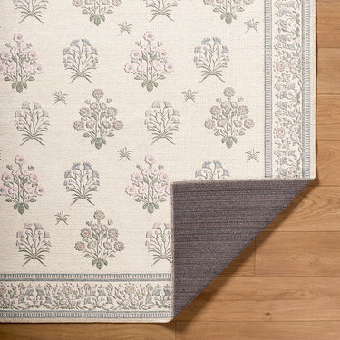 Thistle Floral Washable Ivory Rug