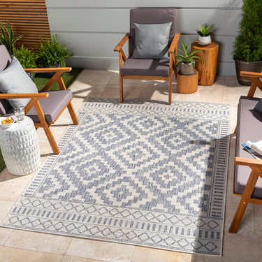 Tuareg Global Outdoor Blue & Ivory Rug - Design TRG2352