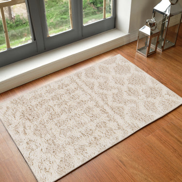 Urban Shag Geometric Soft Plush Pile Cream Rug