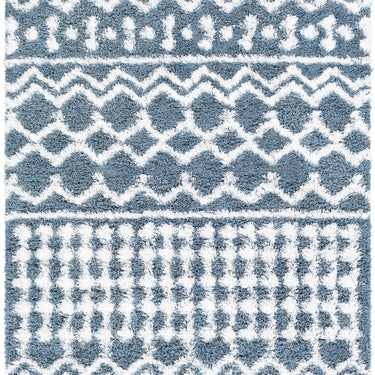 Urban Shag Geometric Soft Plush Pile Blue Rug