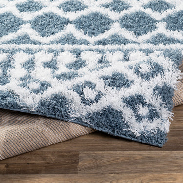 Urban Shag Geometric Soft Plush Pile Blue Rug