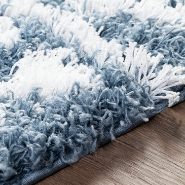 Urban Shaggy Geo Geometric Blue, Denim & White Rug