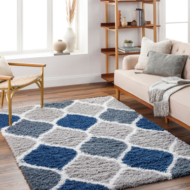 Urban Shaggy Modern Grey, Charcoal & Navy Rug