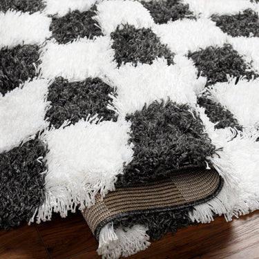 Urban Shag Modern Checkboard Soft Plush Pile Black Rug