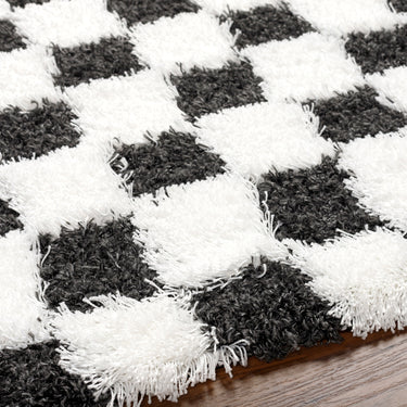 Urban Shag Modern Checkboard Soft Plush Pile Black Rug