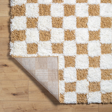 Urban Shag Modern Checkboard Soft Plush Pile Yellow Rug