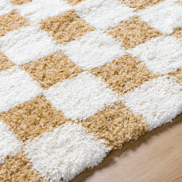 Urban Shag Modern Checkboard Soft Plush Pile Yellow Rug