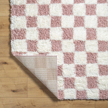 Urban Shag Modern Checkboard Soft Plush Pile Pink Rug