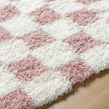 Urban Shag Modern Checkboard Soft Plush Pile Pink Rug