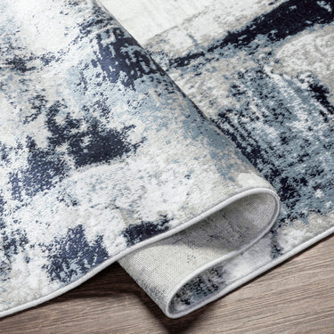 Wanderlust Abstract Marble Modern Blue, Sky Blue & Ink Blue Rug