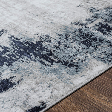 Wanderlust Abstract Marble Modern Blue, Sky Blue & Ink Blue Rug