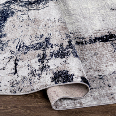 Wanderlust Abstract Marble Modern Grey, Denim & Ivory Rug - Design WNL2323