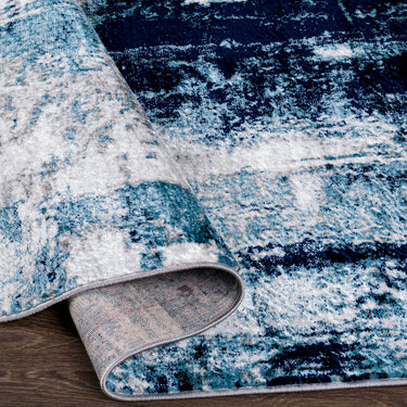 Wanderlust Abstract Marble Modern Blue, Ink Blue & Medium Gray Rug
