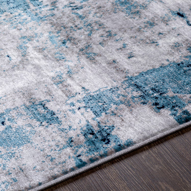 Wanderlust Abstract Marble Modern Blue, Ink Blue & Medium Gray Rug